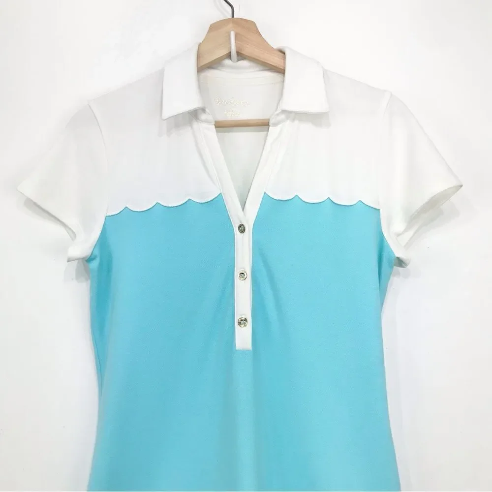 Lilly Pulitzer White and Light Blue Polo Mini Dress - Picture 7 of 16